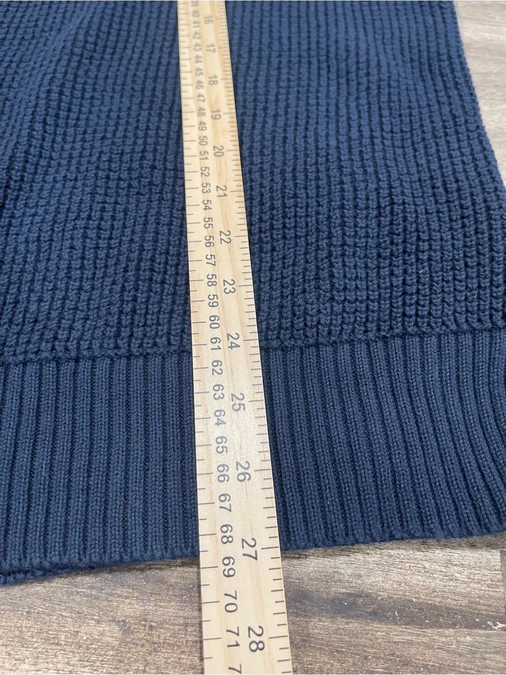 J.Crew Mens Large Navy Waffle Knit Quarter Zip Sweater 100% Cotton Pullover